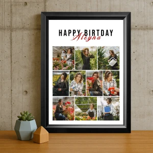 İsimli 10 Fotoğraflı <br>Doğum Günü Çerçevesi 30x40