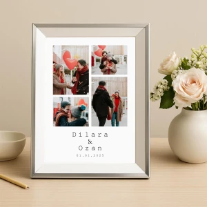 İsimli & Tarihli <br>Aşk Çerçevesi – 4 Kare Fotoğraflı 15x21 cm