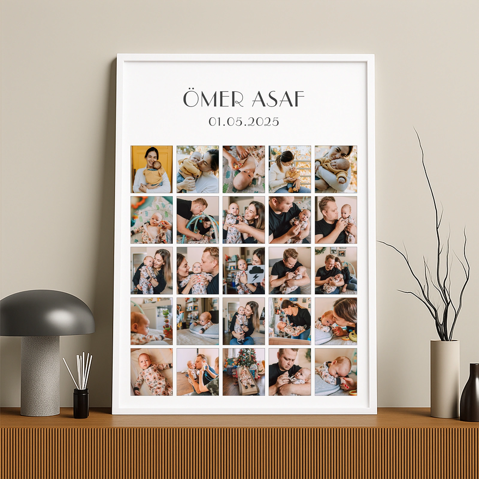 40x55 Hediye Kolaj Anı Çerçevesi Beyaz Ahşap