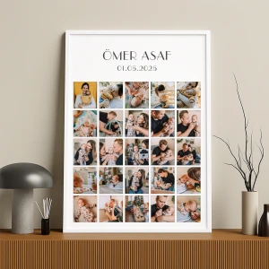 40x55 Hediye Kolaj Anı Çerçevesi Beyaz Ahşap