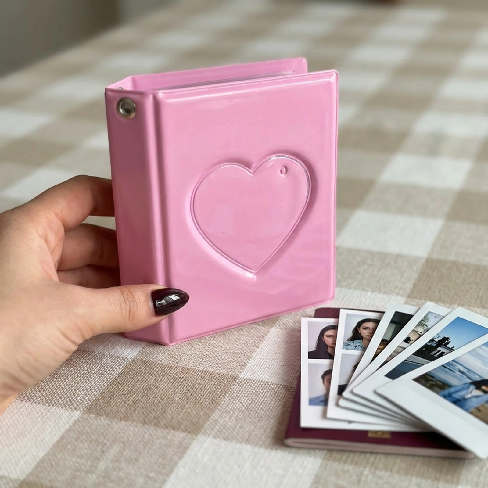 Pembe Mini Pola Fotoğraf Albüm 6x9 – 40 Fotoğraf Kapasiteli