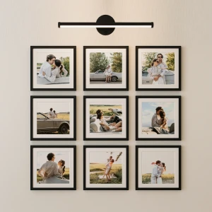 9 Adet 20x20 cm Siyah Çerçeve Seti - Aplik Hediyeli