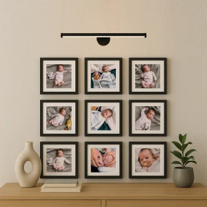 9 Adet 20x20 cm Siyah Çerçeve Seti - Aplik Hediyeli