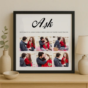 Aşk Yazılı 6 <br>Karelik Fotoğraf Çerçevesi 25x25