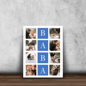 BABA Harfli Kişiye Özel Fotoğraf Kolaj Kanvas Tablo - 30x40