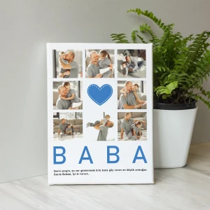 BABA Yazılı Kolaj ve Duygusal Mesajlı Kanvas Tablo - 30x40