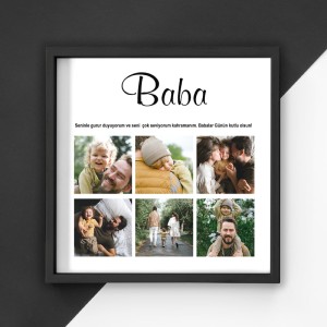 Babaya 6 Fotoğraflı <br>20x20 Yapışan Çerçeve Siyah