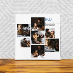 Babaya Özel Kolaj Fotoğraf ve Mesajlı Kanvas Tablo - 50x50