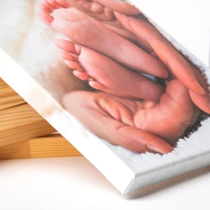 4 Fotoğraflı “Hoş Geldin Bebek” Kanvas – Erkek Bebek (30x40 cm)