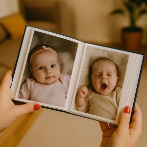 Klasik Albüm Kırmızı ve 100Adet Klasik Fotoğraf Baskı