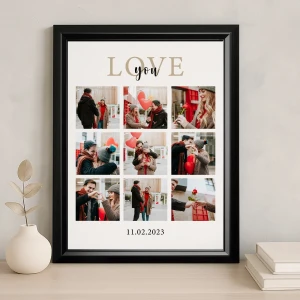 Love You – 9 Kare Fotoğraflı Aşk Çerçevesi (30x40 cm)
