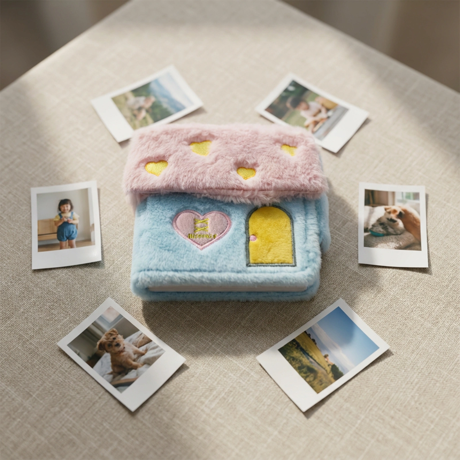 Peluş Anı Albüm 6x9 Açık Mavi – 60 Fotoğraf Kapasiteli