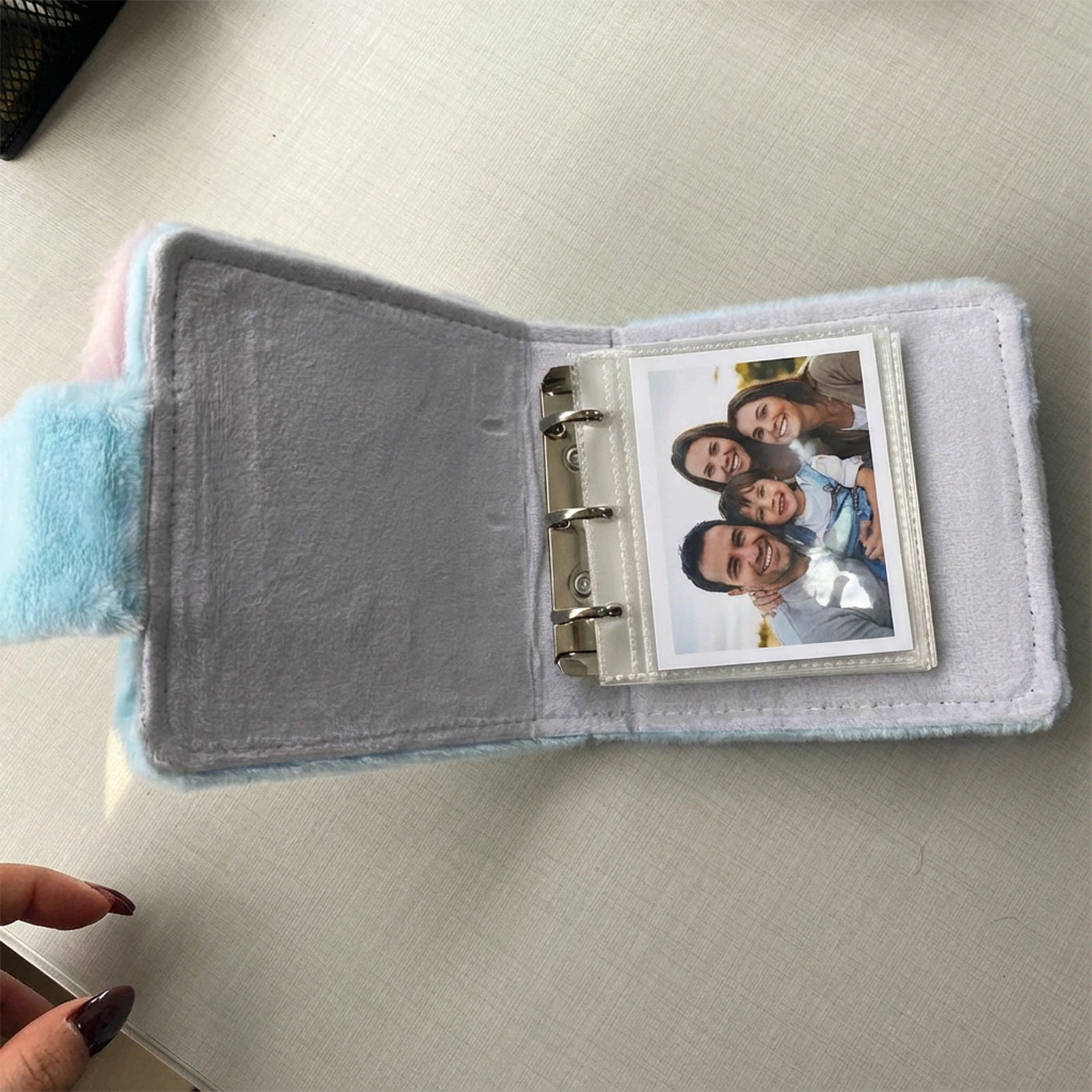 Peluş Anı Albüm 6x9 Açık Mavi – 60 Fotoğraf Kapasiteli