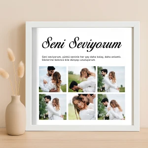 Seni Seviyorum Yazılı <br>6 Fotoğraflı Çerçeve – 25x25 cm