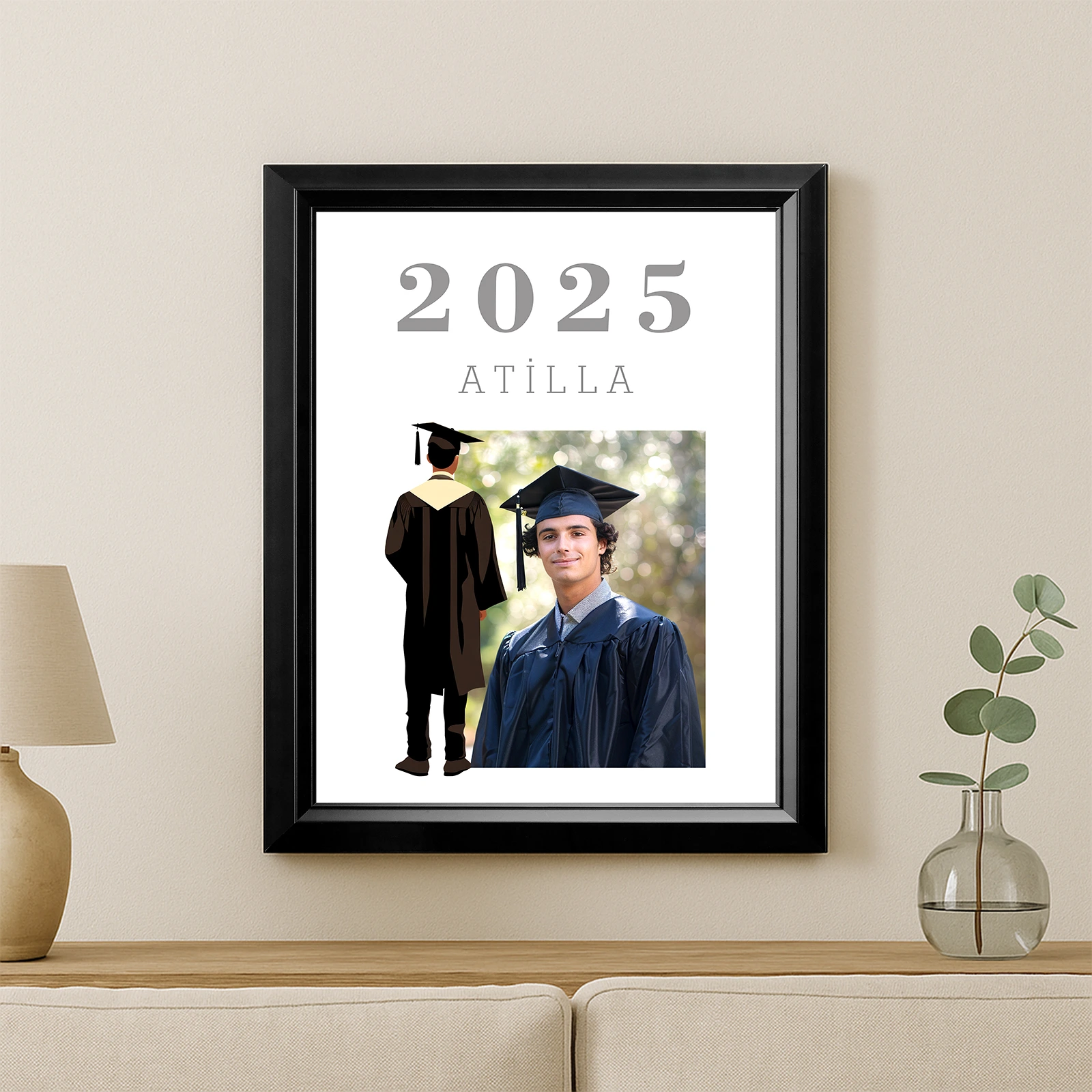 Siluetli Mezuniyet Çerçevesi-Erkeklere Özel