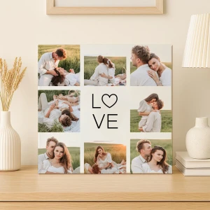 8 Karelik LOVE Yazılı Kare Kanvas Tablo - 30x30cm